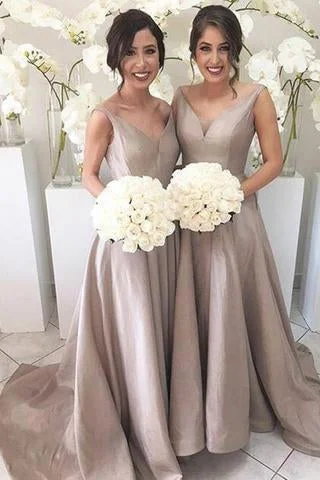 Wardrobe Essentials Simple V-neckline Grey Bridesmaid Dress