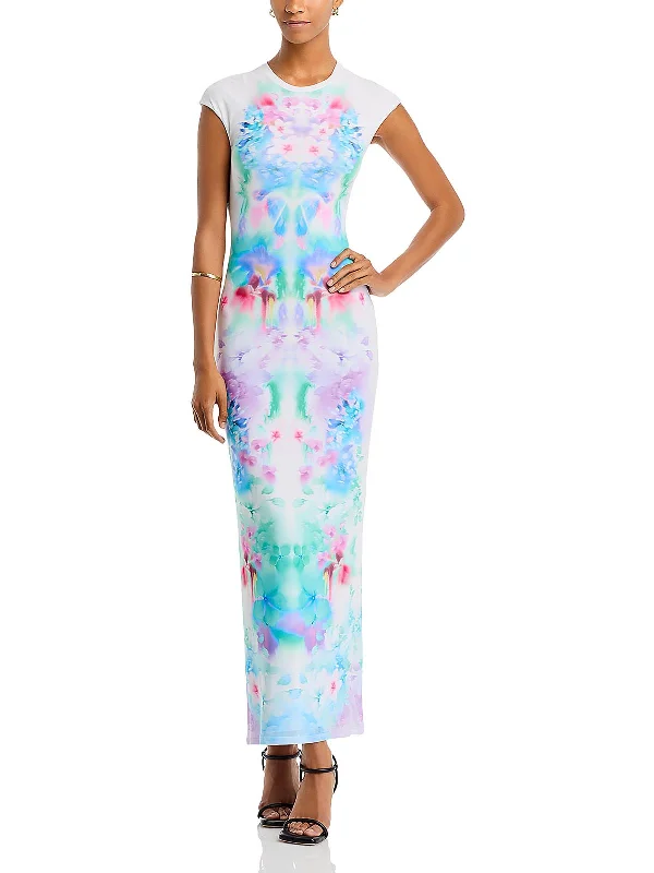 Mid - Week Surprise Cody Womens Floral Maxi T-Shirt Dress