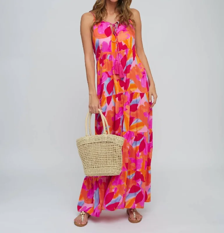 Father'S Day Deals Astoria Maxi Dress In Orange Pink Red