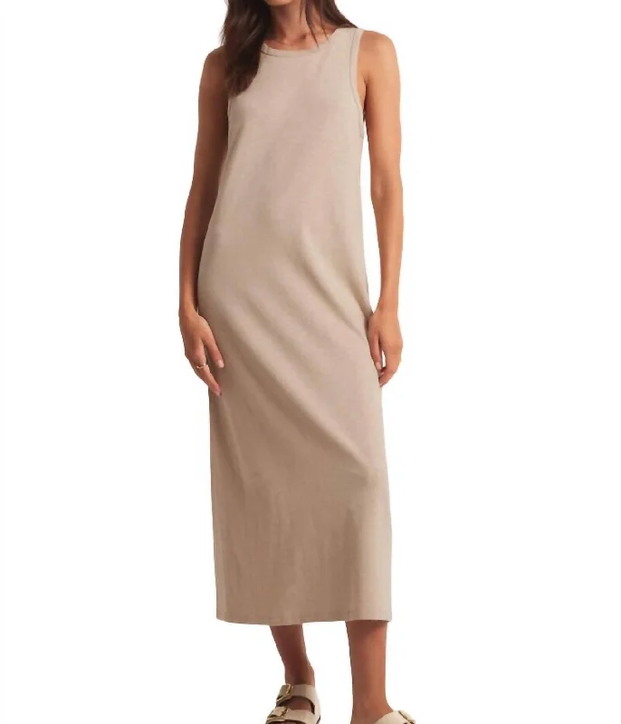 Fashion-Forward Mystic Midi Dress In Putty