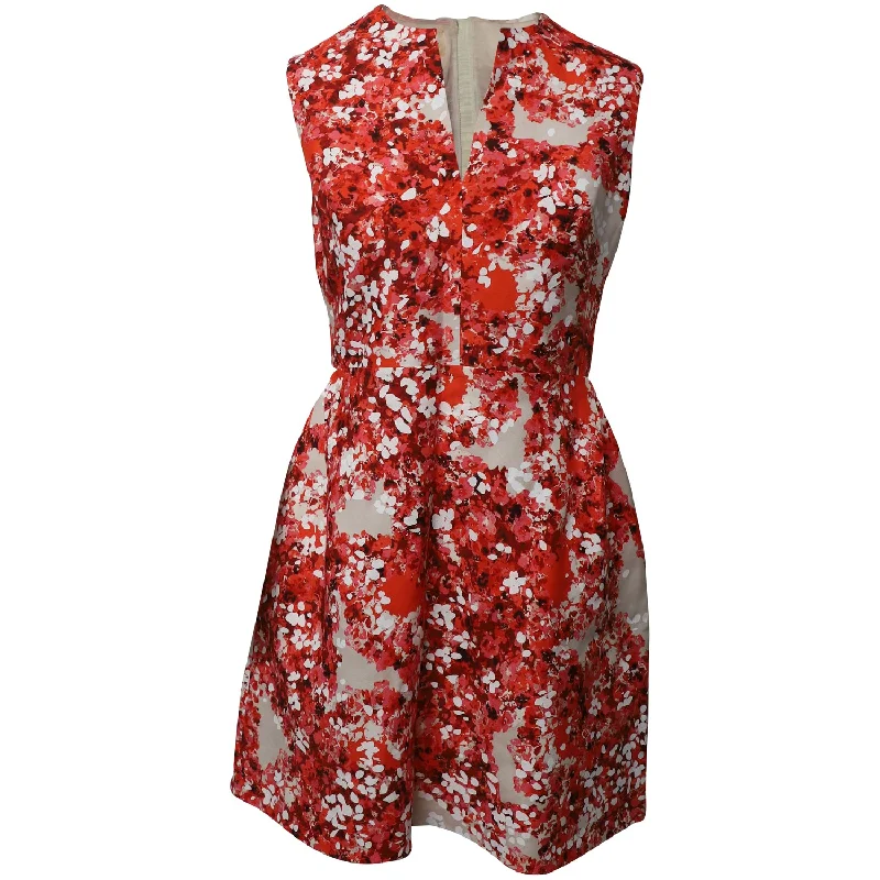 Summer Fashion Giambattista Valli Floral Sleeveless Mini Dress in Red Cotton