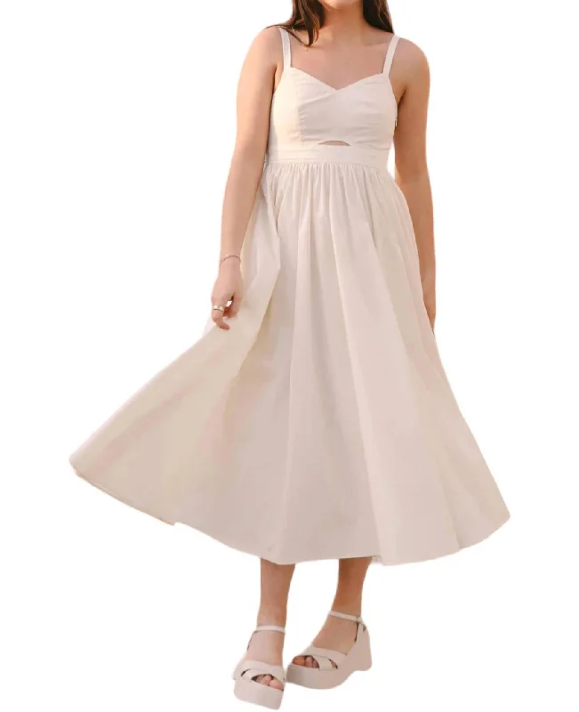 Save On Inspired Styles Sweet & Simple Midi Dress In Ivory