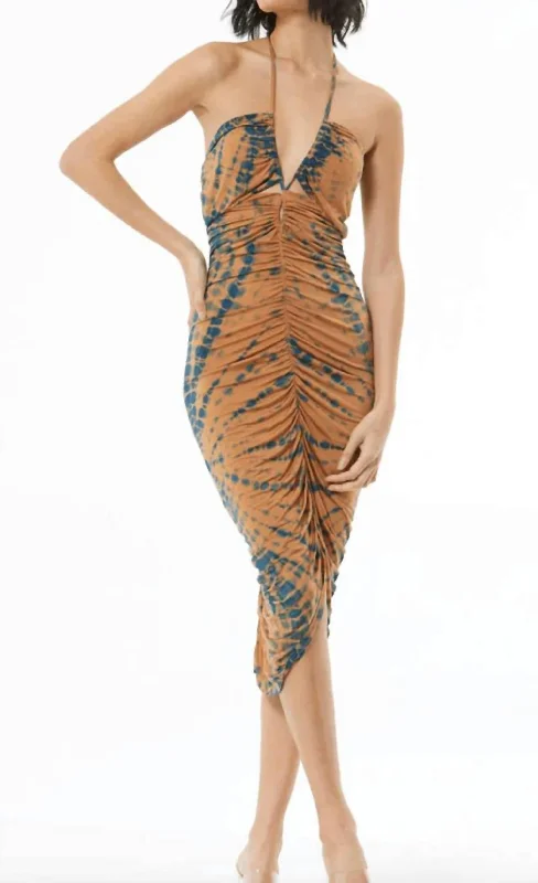 Limited Quantities Olena Midi Dress In Ocean Tiger Eye