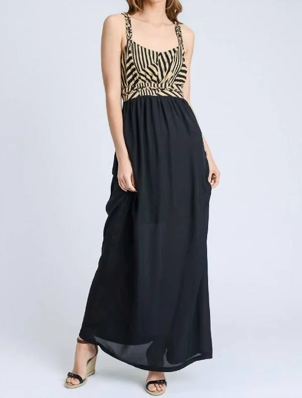 Exclusive Sale Braid Shoulder Strap Maxi Dress In Black