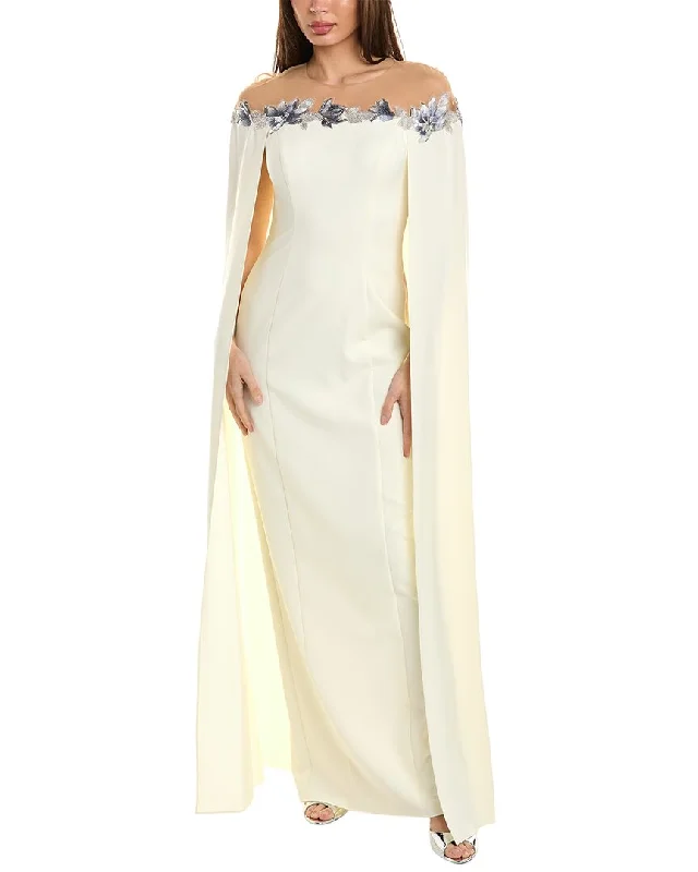 Discounts On Casual Weekend Styles Marchesa Notte Tulle Illusion Cape Effect Maxi Dress