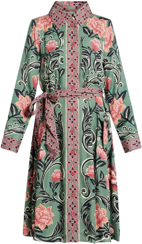 Save Big Farm Rio Women's Midi Dress, Arabesque Floral Green