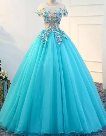 Fashion Essentials Prom Dresses Long, Ball Gown Scoop Floor-length Tulle Prom Dress/Evening Dress cg2670