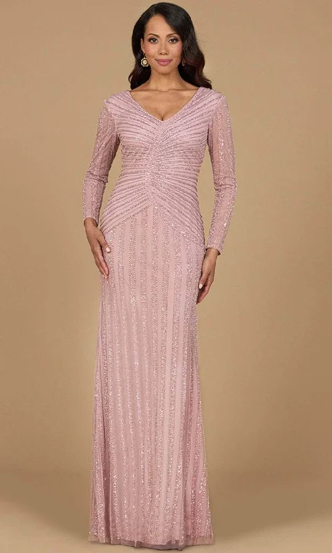 Limited Quantities Lara Dresses 28953 - Linear Beaded Long Sleeve Formal Dress