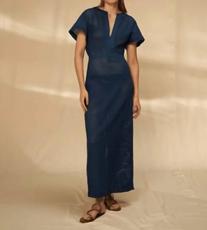 Casual Chic Demeter Kimono Sleeves Maxi Dress In Cobalt Blue