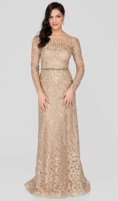 Spring Wardrobe Terani Couture - 1913E9229 Embellished Lace Long Sleeve A-line Dress