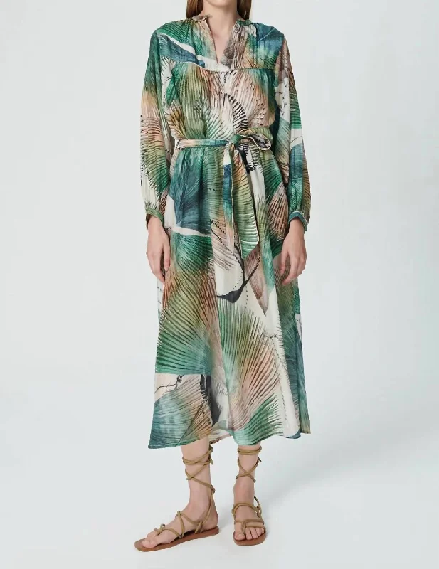 Wardrobe Update Daisy Maxi Dress In Palm Dye Green