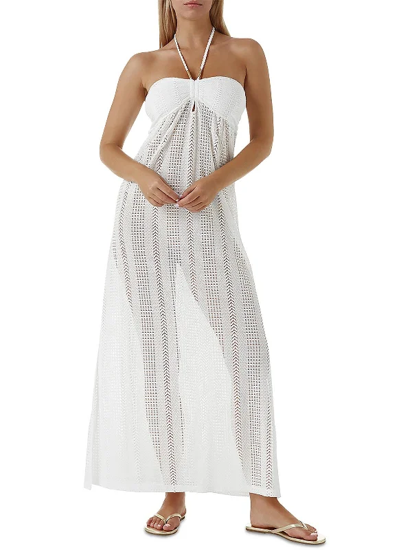 Chic Outfits Womens Open Stitch Knit Maxi Dress