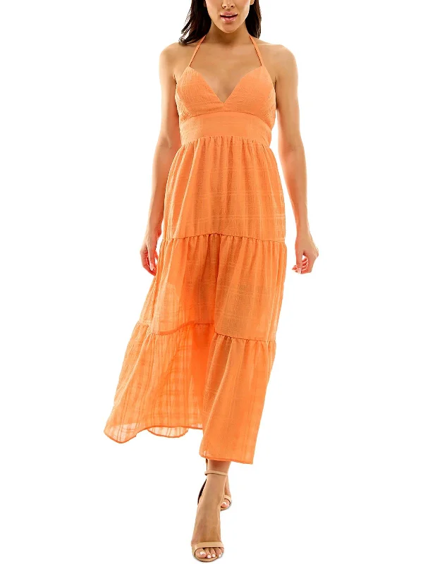 Latest Trends Womens Tiered Textured Maxi Dress