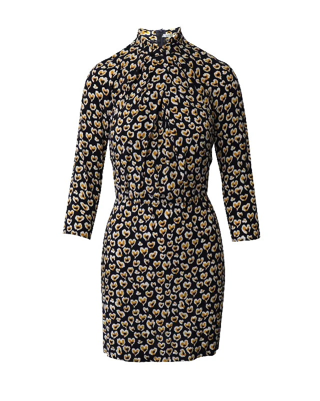 Seasonal Trends Sandro Paris Long Sleeve Mini Sheath Dress in Floral Print Viscose