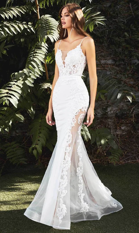 Evening Looks Ladivine CD937W - Illusion Mermaid Bridal Gown