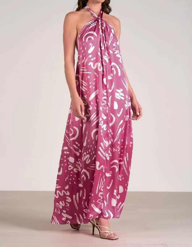 Budget-Friendly Fashion Halter Maxi Dress In Mauve