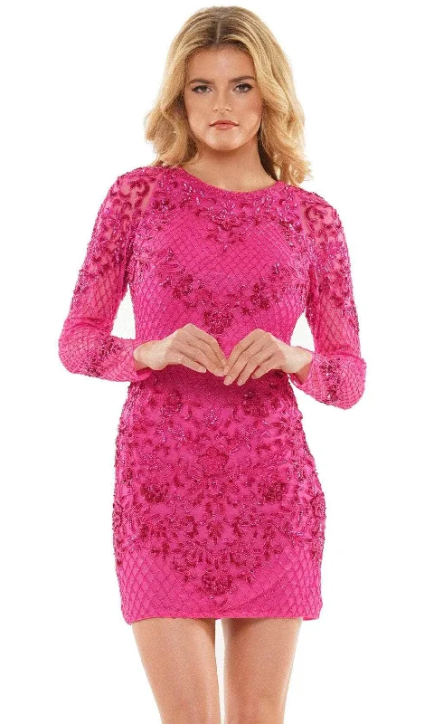 Evening Looks Colors Dress 2808 - Beaded Long Sleeve Cocktail Dress