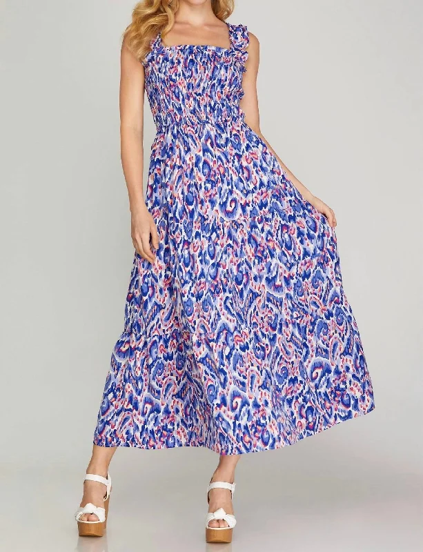 Summer Fashion Tiered Maxi Dress In Royal Blue