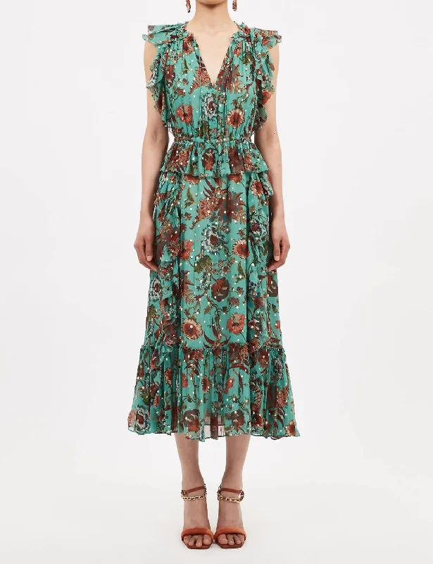 Mid - Week Surprise Adrienne Midi Dress In Garden Bloom