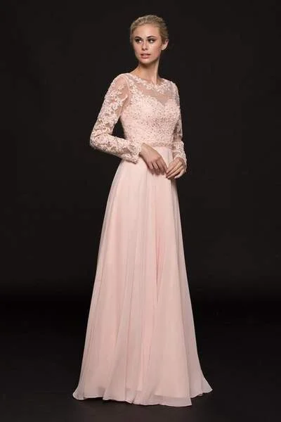 Clearance Event Colors Dress - Long Sleeve Lace A-line Dress G755 - 1 pc Blush In Size 14 Available