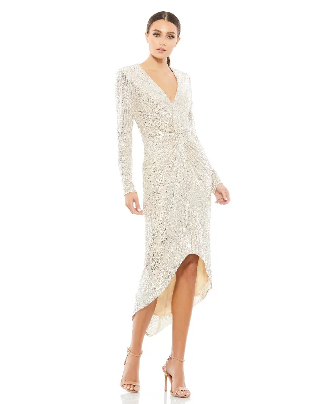 Unbeatable Prices Sequin Knotted Long Sleeve Midi Dress