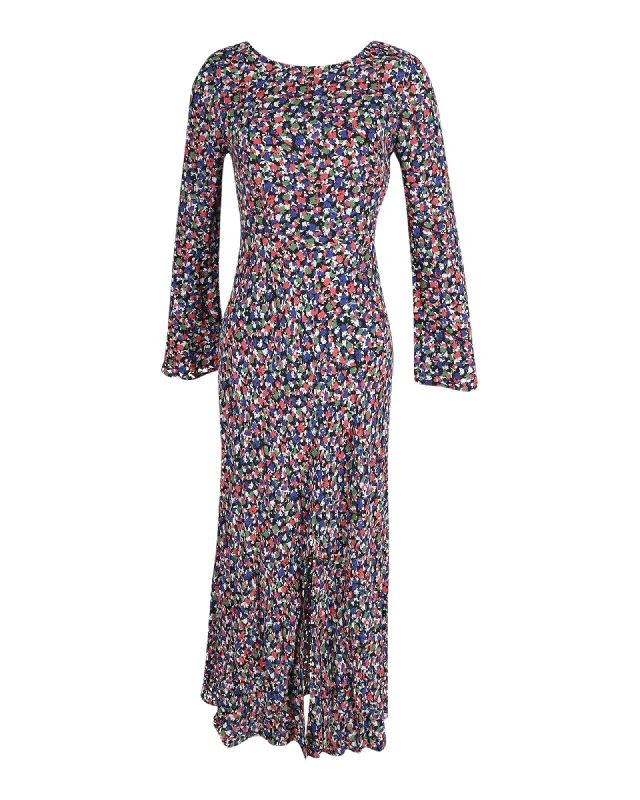 Season Sale Rixo Mimi Long Sleeves Maxi Dress in Floral Print Viscose