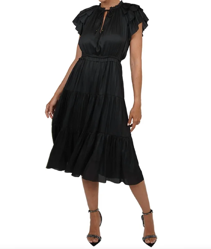 Summer Splash Sale Roland Midi Dress In Black