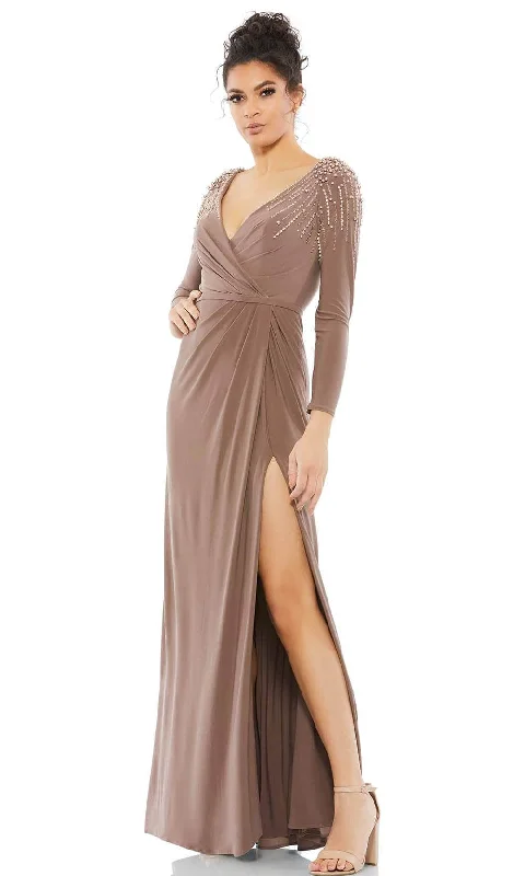 Wardrobe Refresh Mac Duggal 55715 - Long Sleeved Embellished Jersey Dress