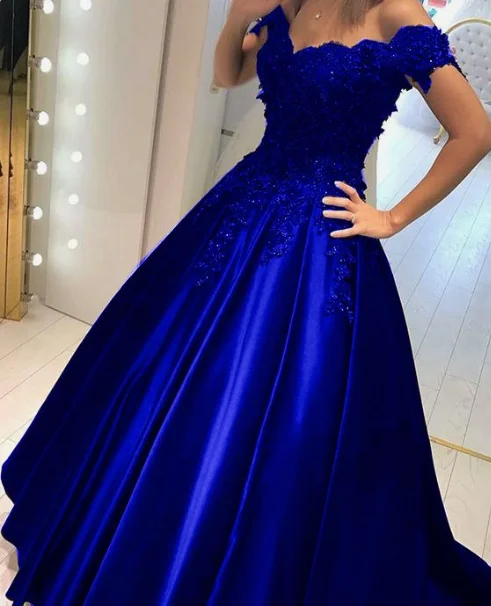 Buy More, Save More Royal blue prom dresses ball gowns lace off shoulder cg2467