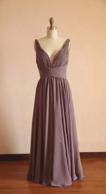 Buy More, Save More A line V-neckline Brown Bridesmaid Dress