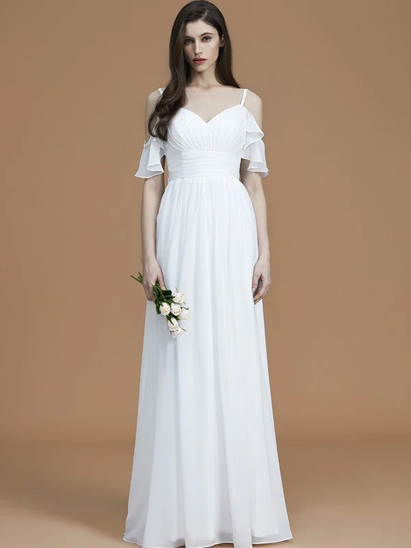 Wardrobe Upgrade A-Line/Princess Sweetheart Hand-Made Flower Sleeveless High Low Chiffon Bridesmaid Dresses