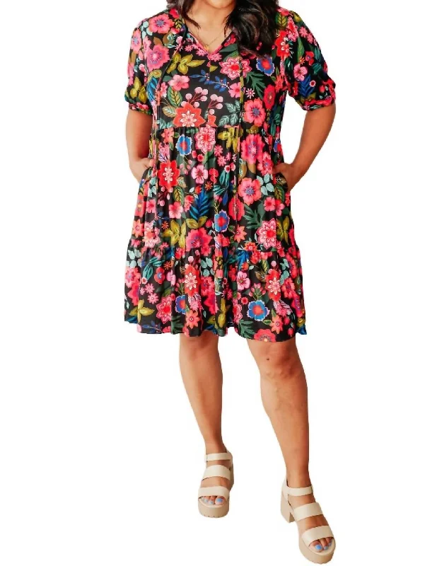 Wardrobe Refresh Be Someone Floral Dress In Black