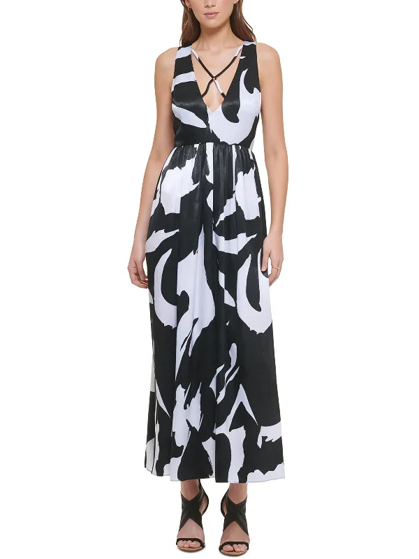 Spring Fashion Womens Printed Polyester Midi Dress