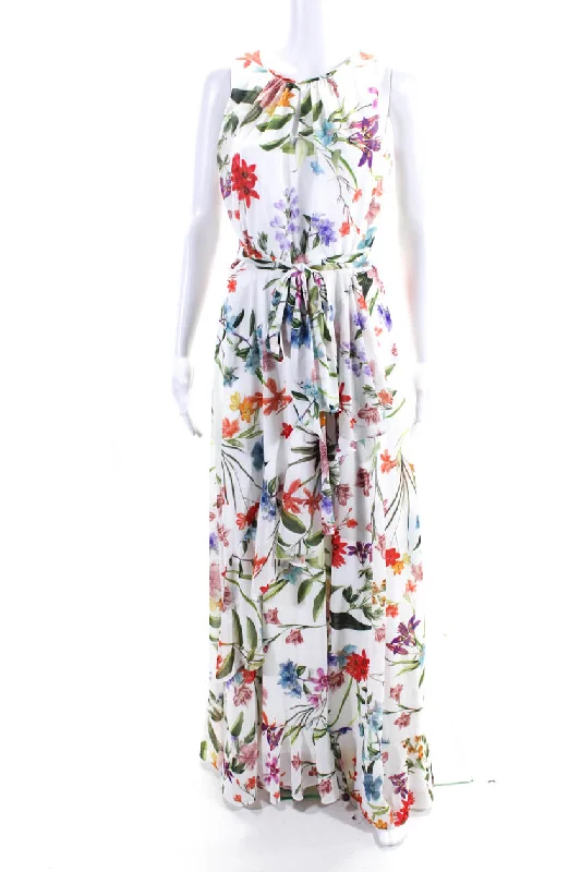 Wardrobe Refresh Compli K Women's Round Neck Sleeveless Ruffle Floral Maxi Dress