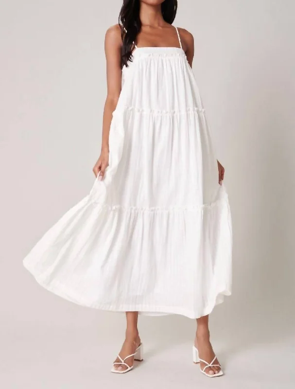 Fashionista Favorites Tiered Trapeze Maxi Dress In White