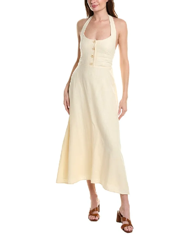 Score Big On Glamorous Red - Carpet Styles WeWoreWhat Button Front Linen-Blend Maxi Dress