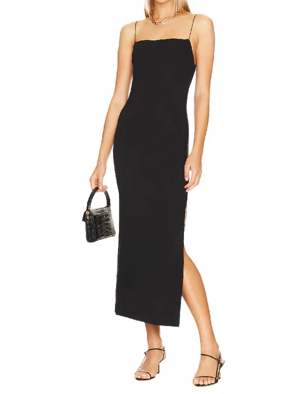 End Of Season Sale Side Slit Maxi Dress In Black