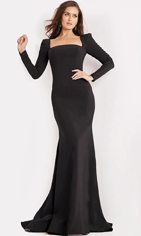 Evening Elegance Jovani 09587 - Long Sleeve Square Evening Dress