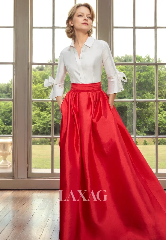 Stylish Savings A-Line V-Neck Quarter Sleeves Sleek Satin Elegant Mother of the Bride Dress