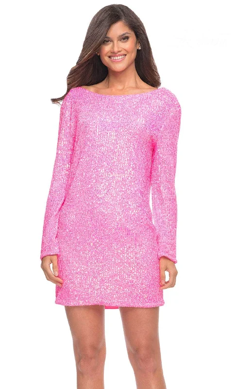 First Order Discount La Femme 30213 - Sequined Long Sleeve Cocktail Dress