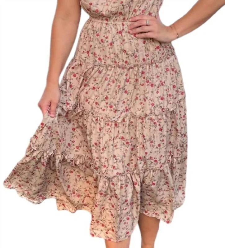 Summer Splash Sale Floral Maxi Dress In Beige