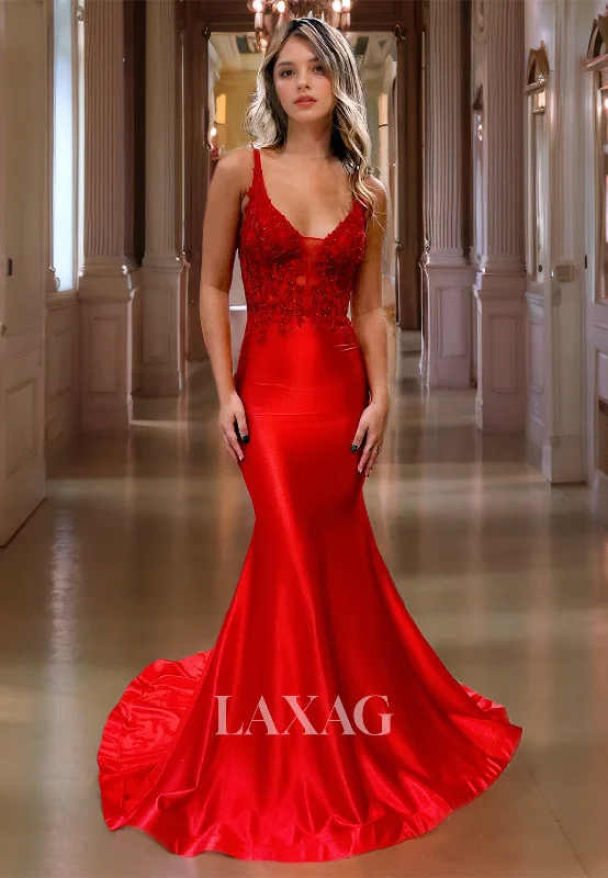 Limited - Time Bundle V-Neck Sequin Satin Court Train Trumpet&Mermaid Prom Dress Cocktail Dress