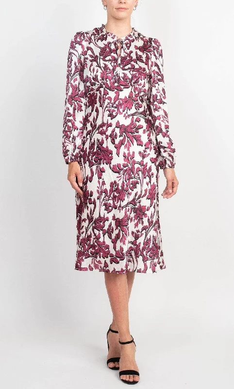 Big Savings Adrianna Papell AP1D104268 - Long Sleeve Split Neck Knee-Length Dress