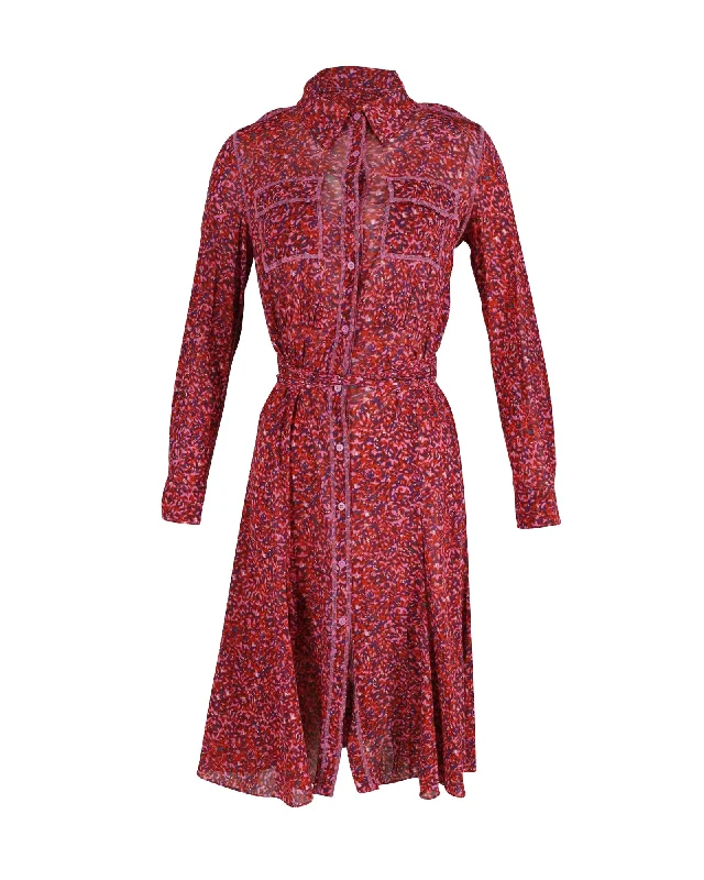 Fashion-Forward Diane Von Furstenberg Shirt Midi Dress in Floral Print Polyester