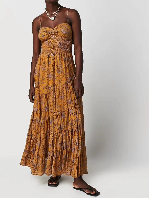 Spring Fashion Sundrenched Printed Maxi Dress In Dusty Olive Combo