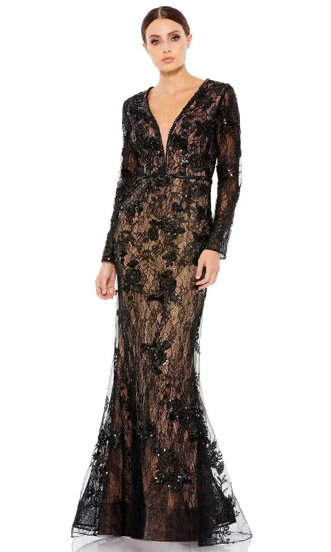 Limited-Time Offer Mac Duggal 79351 - Long Sleeve Deep V-neck Formal Dress