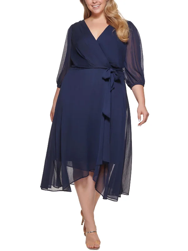 Fashion Essentials Plus   Womens Surplice Long Maxi Dress