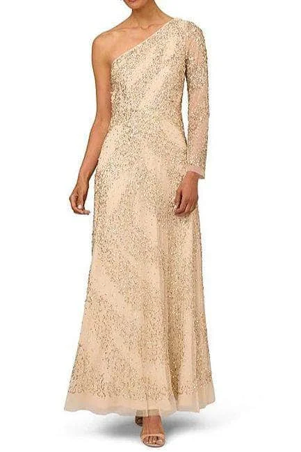 Special Occasion Wear Aidan Mattox MD1E208423 - Long Sleeve Beaded Evening Dress