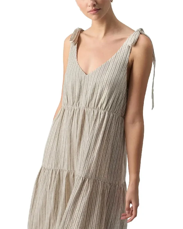 Special Occasion Wear Move Striped Maxi Dress In Beige