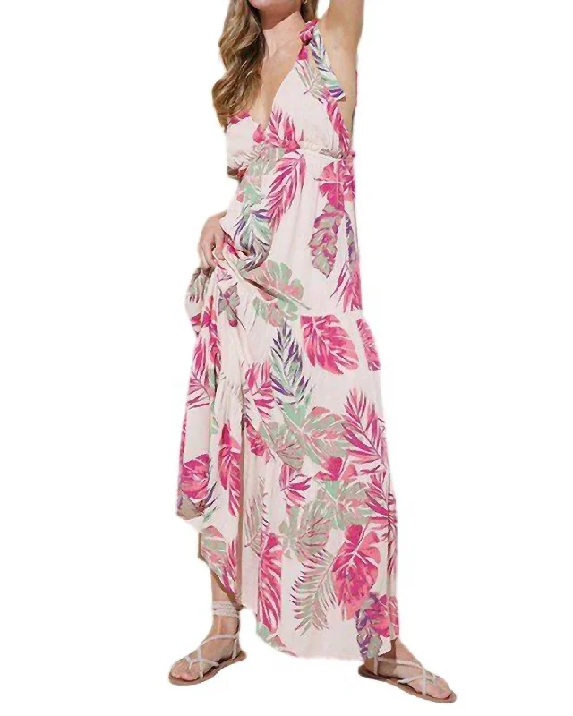 Fashion Deal Printed Maxi Dress In Blush